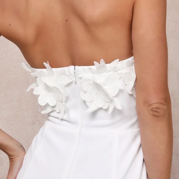 Love Garden Ivory 3D Floral Embroidered Strapless Maxi Dress - Picture 6 of 13